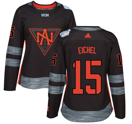 Team North America #15 Jack Eichel Black 2016 World Cup Women's Stitched NHL Jersey - Click Image to Close
